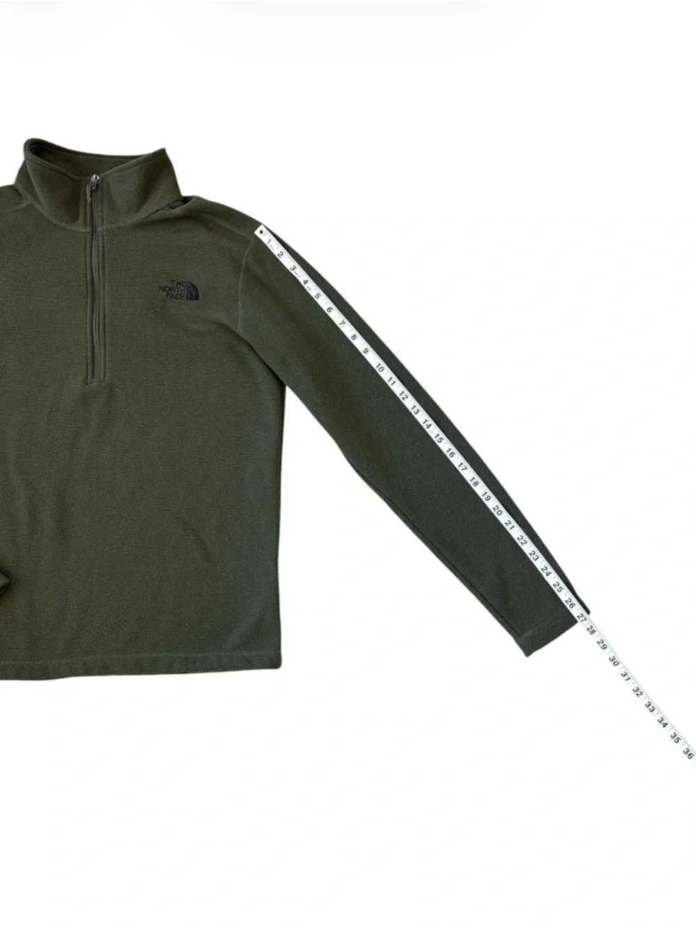 The North Face Men’s Olive Green 1/4 Zip Textured‎ Pullover Small